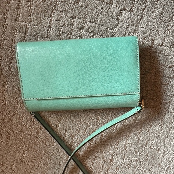 Kate Spade Crossbody Bag Leather Aqua Teal Turquoise Purse - Picture 5 of 8